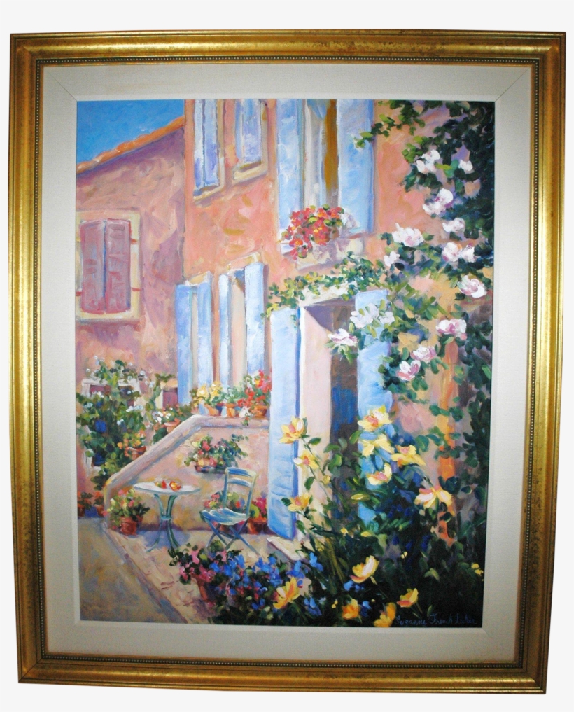 An Oil On Canvas Painting Of A French Street Scene, - Painting, transparent png #132969