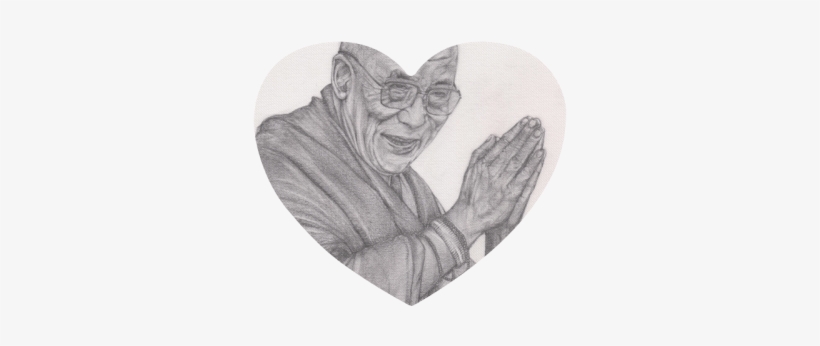 Dalai Lama Tenzin Gaytso Drawing Heart-shaped Mousepad - Drawing, transparent png #133672