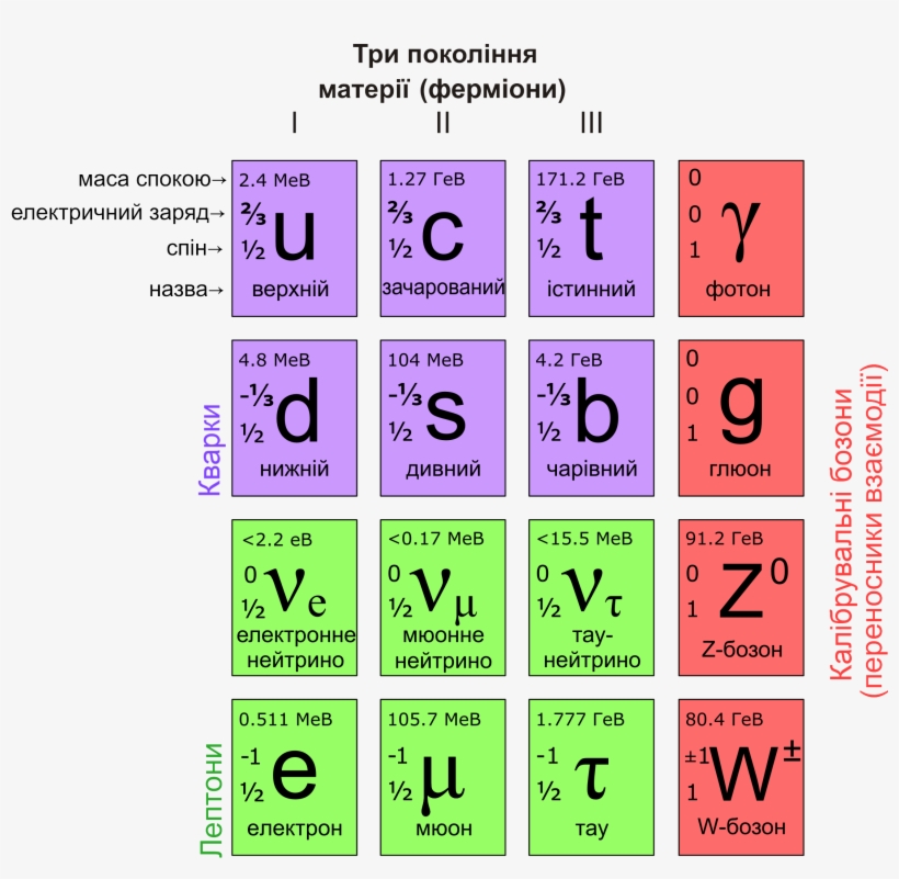 Standard Model Of Elementary Particles Ua - Standard Model Of Elementary Particles, transparent png #135181