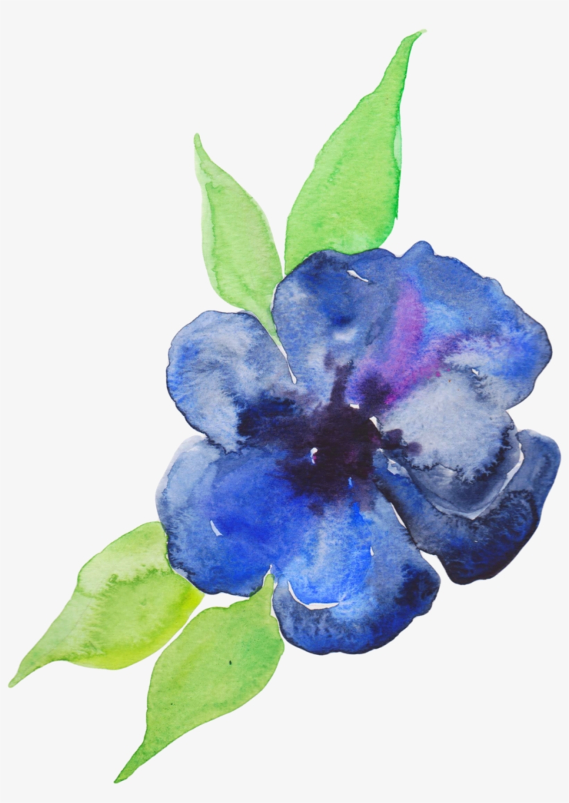 Blue Watercolor Flower Png Free Transparent Png Download Pngkey