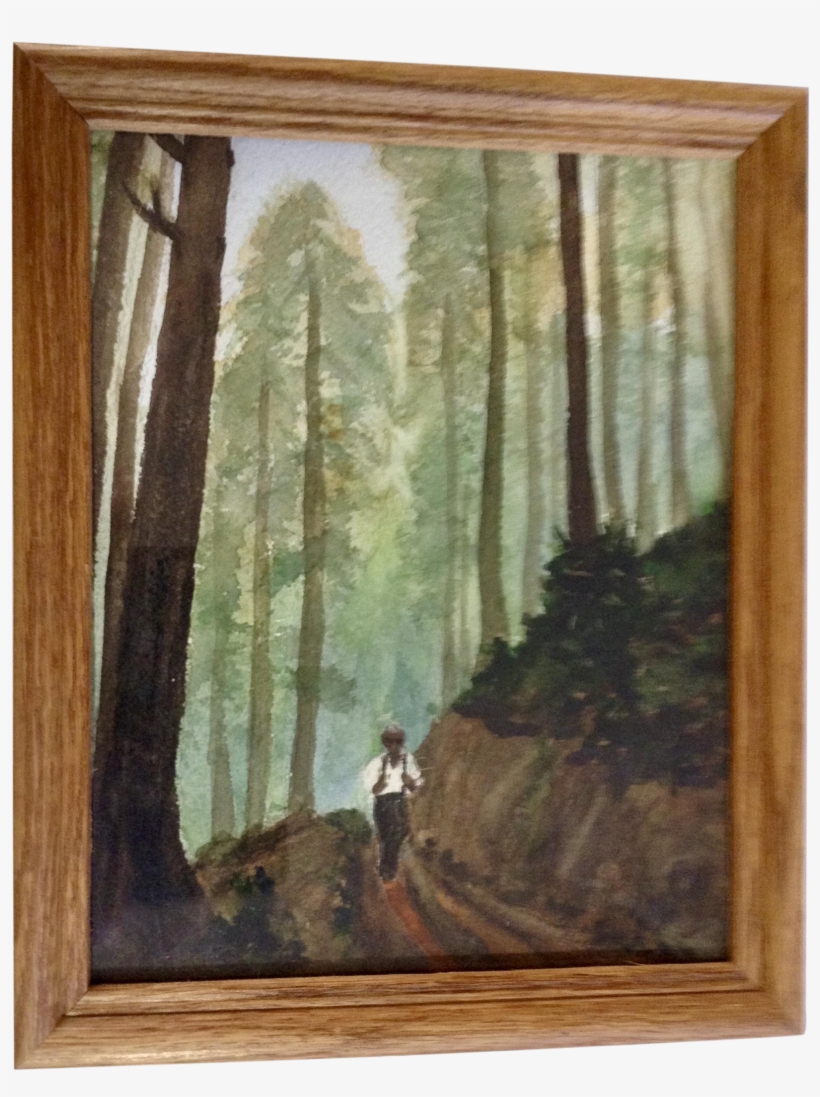 B Lewis, Figural Hiking On Forested Trail, Naive Watercolor - Watercolor Painting, transparent png #135588