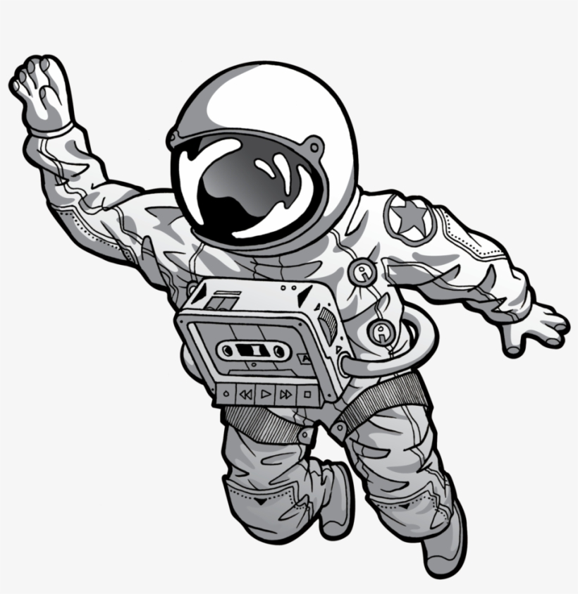 Lunartron Png Black And White Stock - Astronaut Drawing Png, transparent png #136377