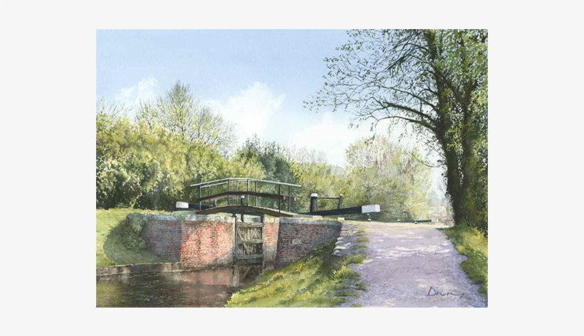 Lock & Foot Bridge On Basingstoke Canal At St Johns - Art, transparent png #136876