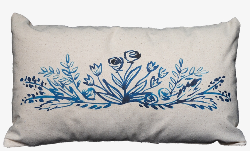 Watercolor Blue Floral Swag - Cushion, transparent png #137678