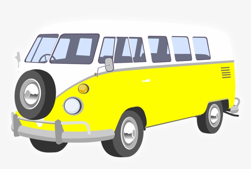 Hippie Bus Png Black And White Download - Vw Camper Van Clip Art, transparent png #139037