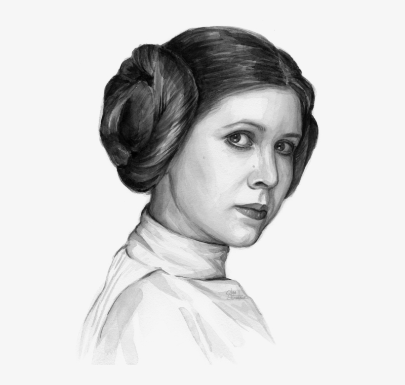 Click And Drag To Re-position The Image, If Desired - Princess Leia Watercolor Portrait, transparent png #139208