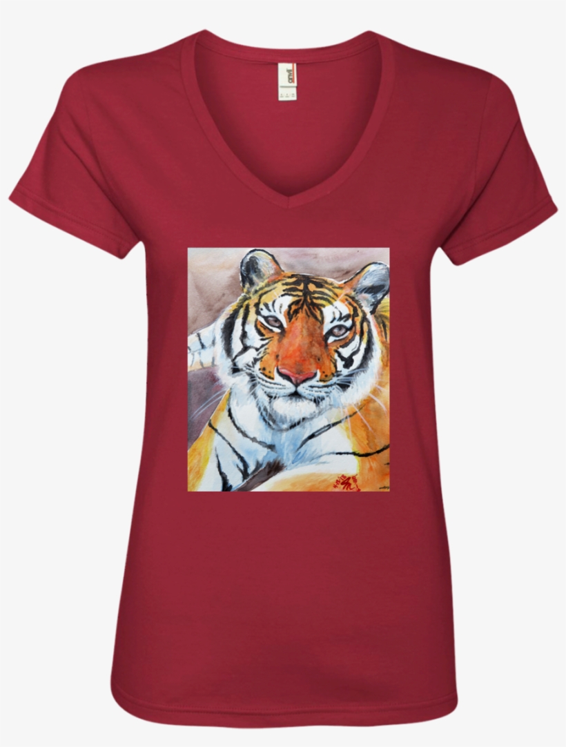 Priya Watercolor Portrait 88vl Anvil Ladies' V Neck, transparent png #139812