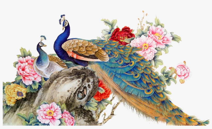Ftestickers Watercolor Flowers Peacock Colorful - Pavo Real Chino Pintura, transparent png #139921