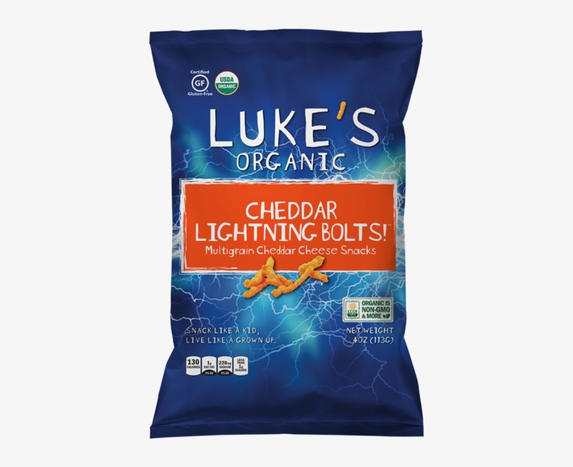 Cheddar Lightning Bolts - Lukes Organic Cheddar Cheese Snacks, Multigrain, Cheddar, transparent png #1302896