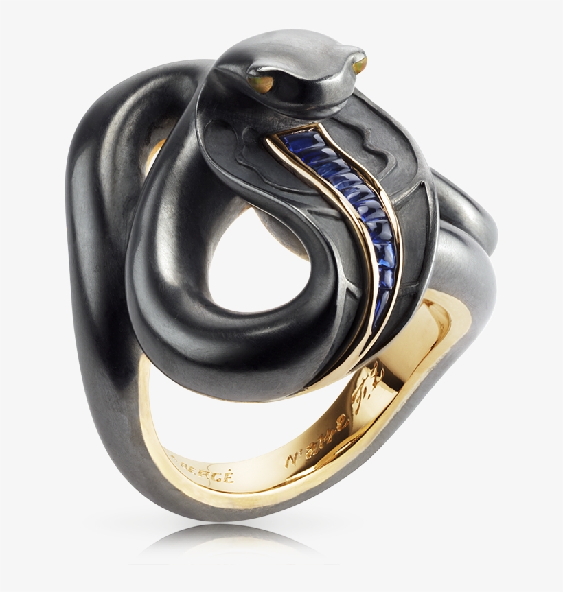 Fabergé Black Sea Serpent Ring Featuring Round Blue - Ring, transparent png #1304146