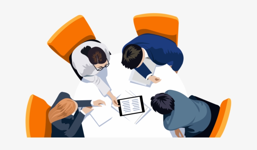 Business People Sitting On A Table Looking At A Tablet - Cap Digital, transparent png #1304255