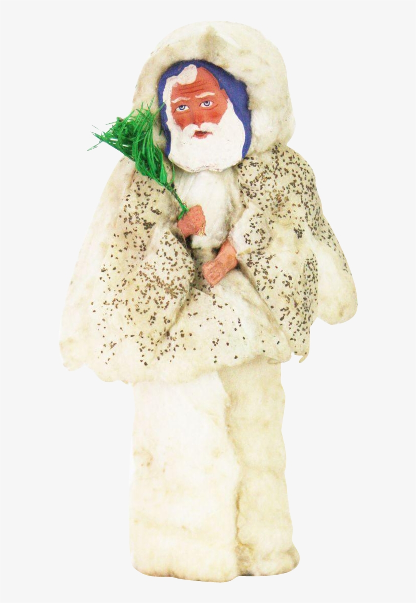 Antique German Paper Mache And Cotton Batting Santa - Costume Hat, transparent png #1304771