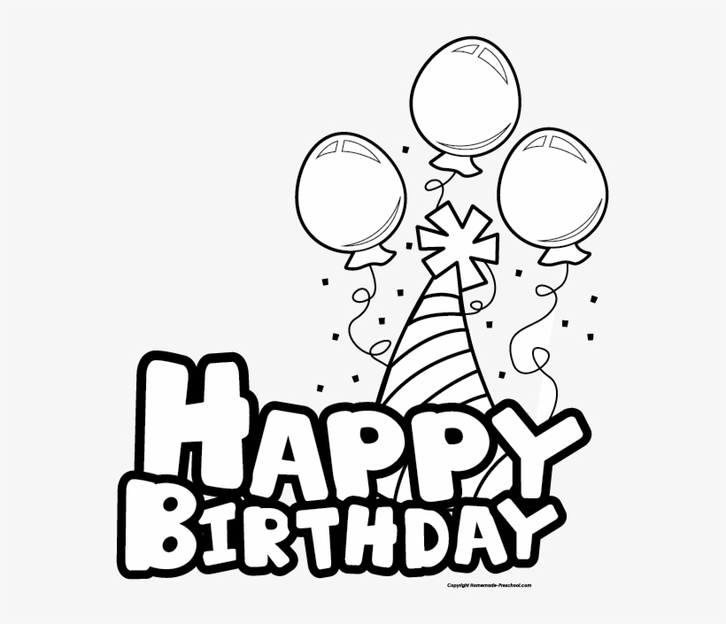 Best Birthday Clip Art Black And White - Happy Birthday Cake Clipart Black And White, transparent png #1305506