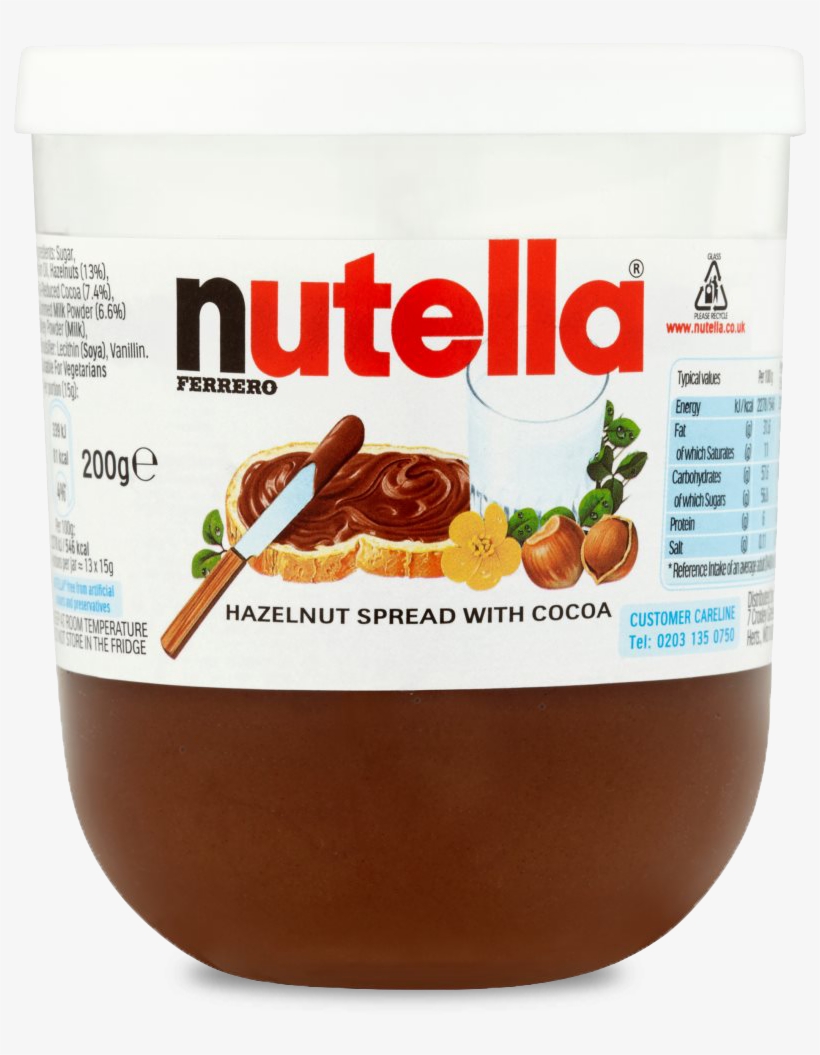 The Now Iconic Nutella Glass Is One Of Those Rare Moments - Nutella Hazelnut Spread With Cocoa, 200g, transparent png #1306560