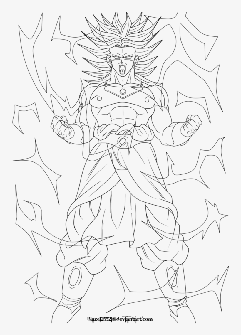 Clipart Black And White Stock Broly Going Ssj Lineart - Broly Drawing Full Body, transparent png #1306912