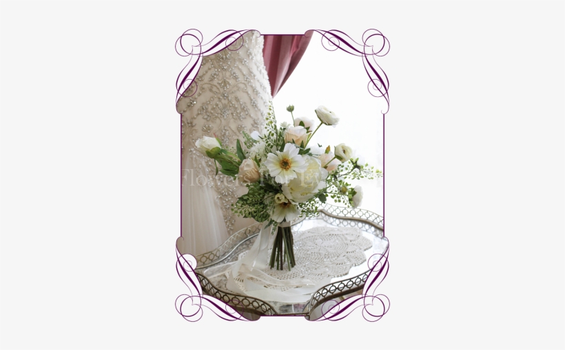 Silk Artificial Rustic Boho Textured White And Pastel - Flower Bouquet, transparent png #1308162