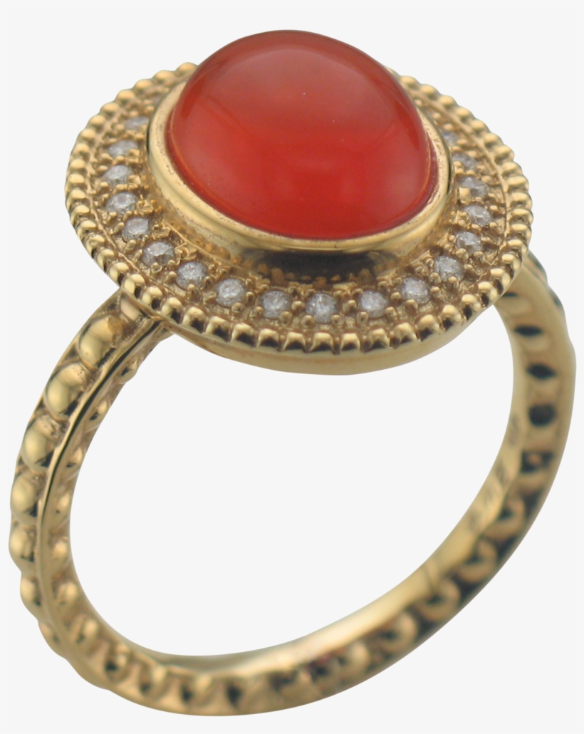 18k Yellow Gold Fire Opal Diamond Ring, transparent png #1308513