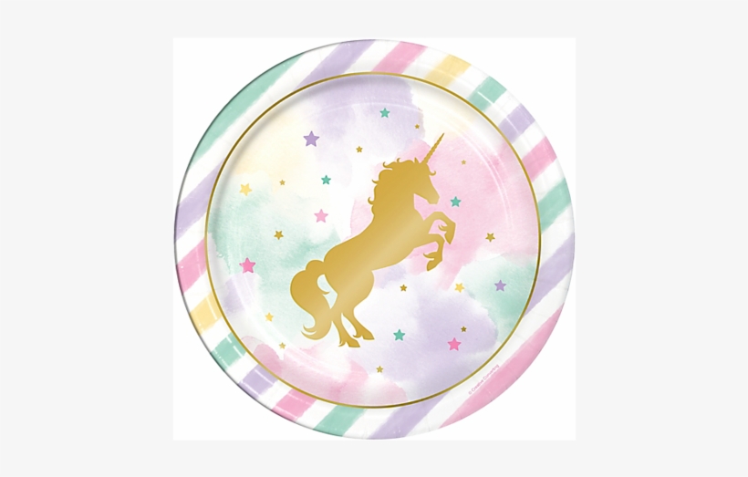 Unicorn Sparkle Lunch Paper Plates 9" - Unicorn 1st Birthday Party, transparent png #1308690