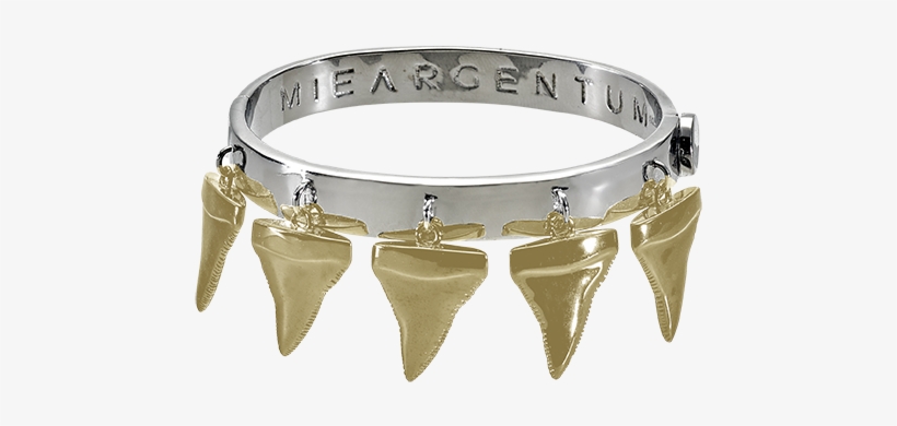 Bite Me Bangle Rhodium With Yellow Gold Teeth - Yellow, transparent png #1309404
