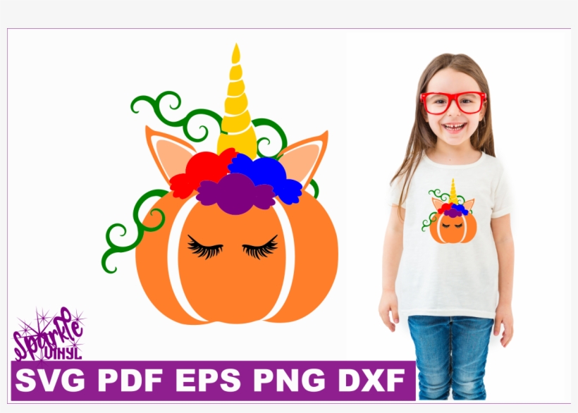 Unicorn Pumpking With Candy Svg Dxf Eps Png Pdf Files - Scalable Vector Graphics, transparent png #1309452