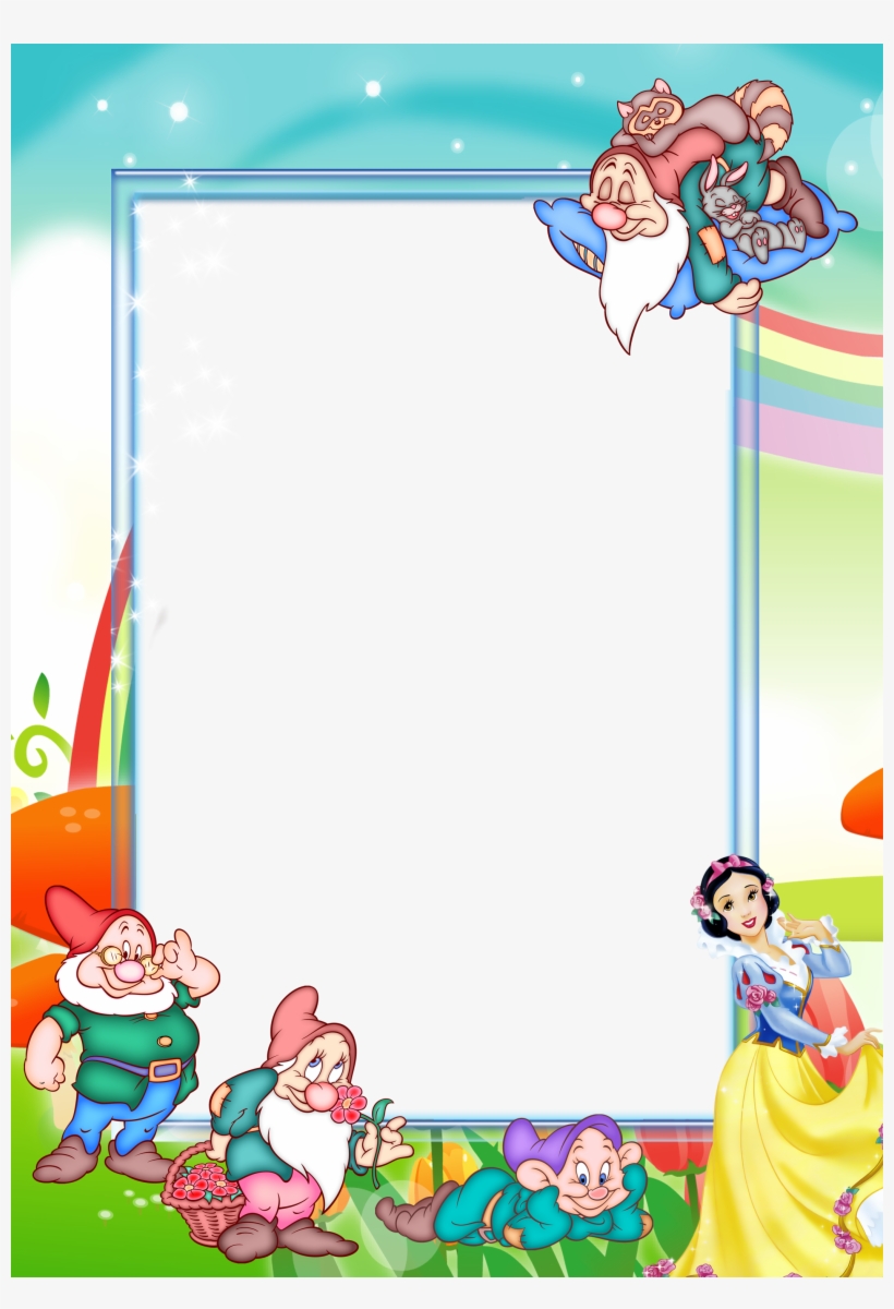 Clipart Free Stock Transparent Kids Png Photo Frame - Snow White And The Seven Dwarfs Frame, transparent png #1310586