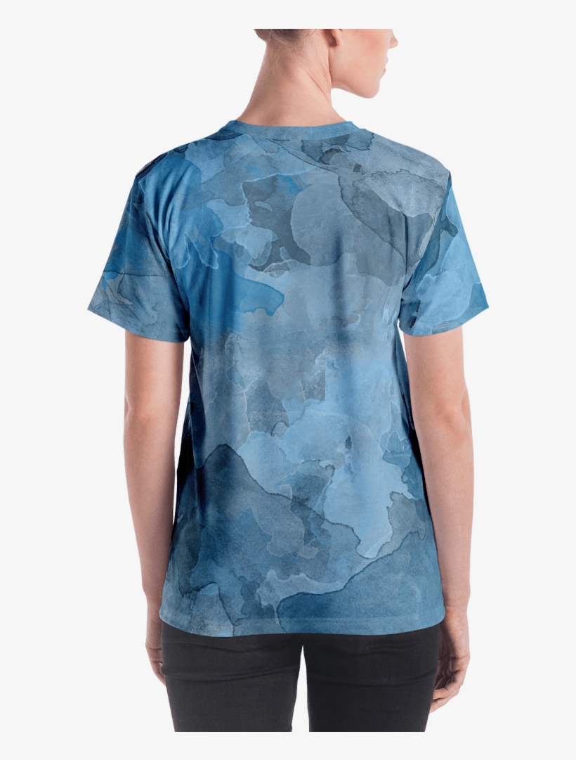 Prussian Blue Watercolor Women's T Shirt T Shirt Zazuze - T-shirt, transparent png #1310901