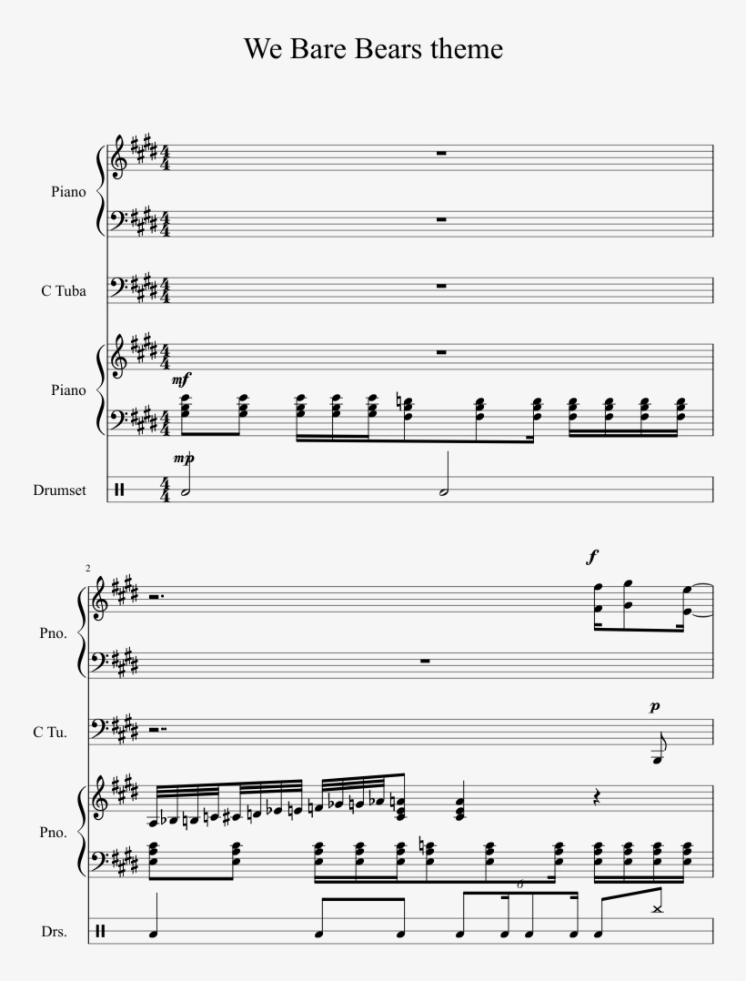 We Bare Bears Theme Sheet Music 1 Of 3 Pages - Sheet Music, transparent png #1313701