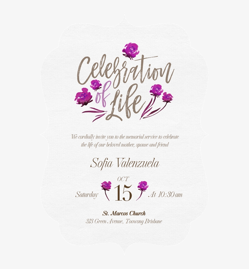 Invite To Celebration Of Life, transparent png #1313835