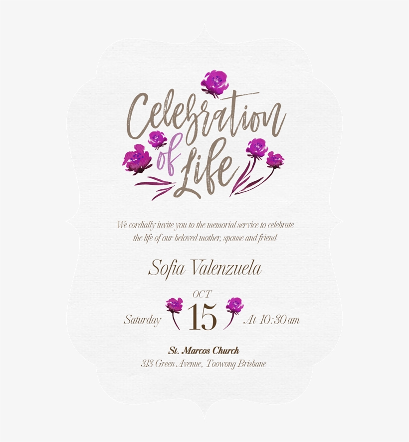 Invite To Celebration Of Life, transparent png #1313835