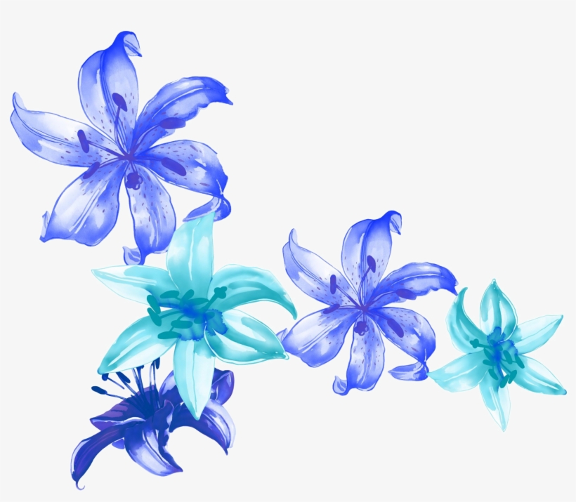 Blue Watercolor Painting Petal Illustration - Purple Watercolor Lily Flower, transparent png #1314256