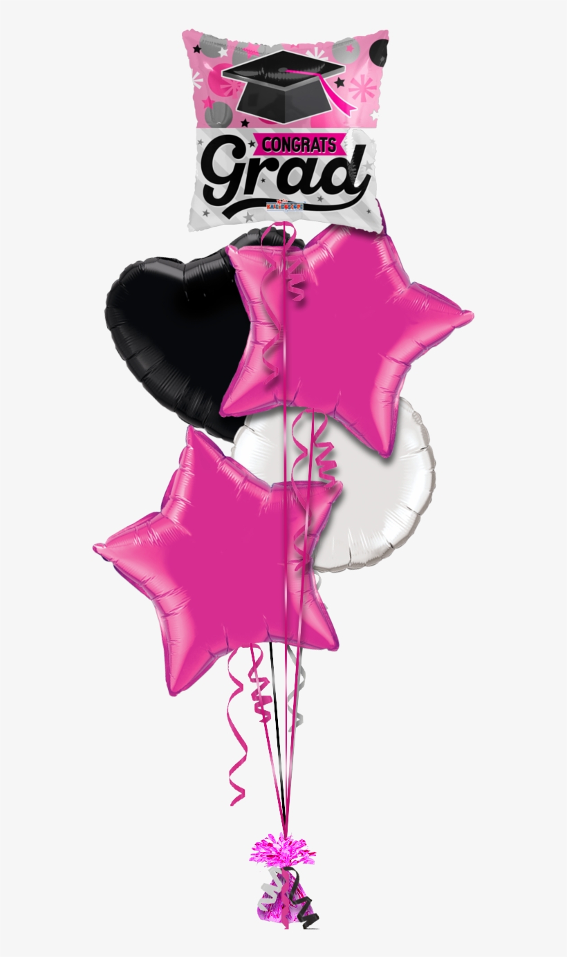 Congrats Grad Cap Pink Congratulations Balloon - 18" Pink Grad Balloon - Mylar Balloons Foil, transparent png #1314539