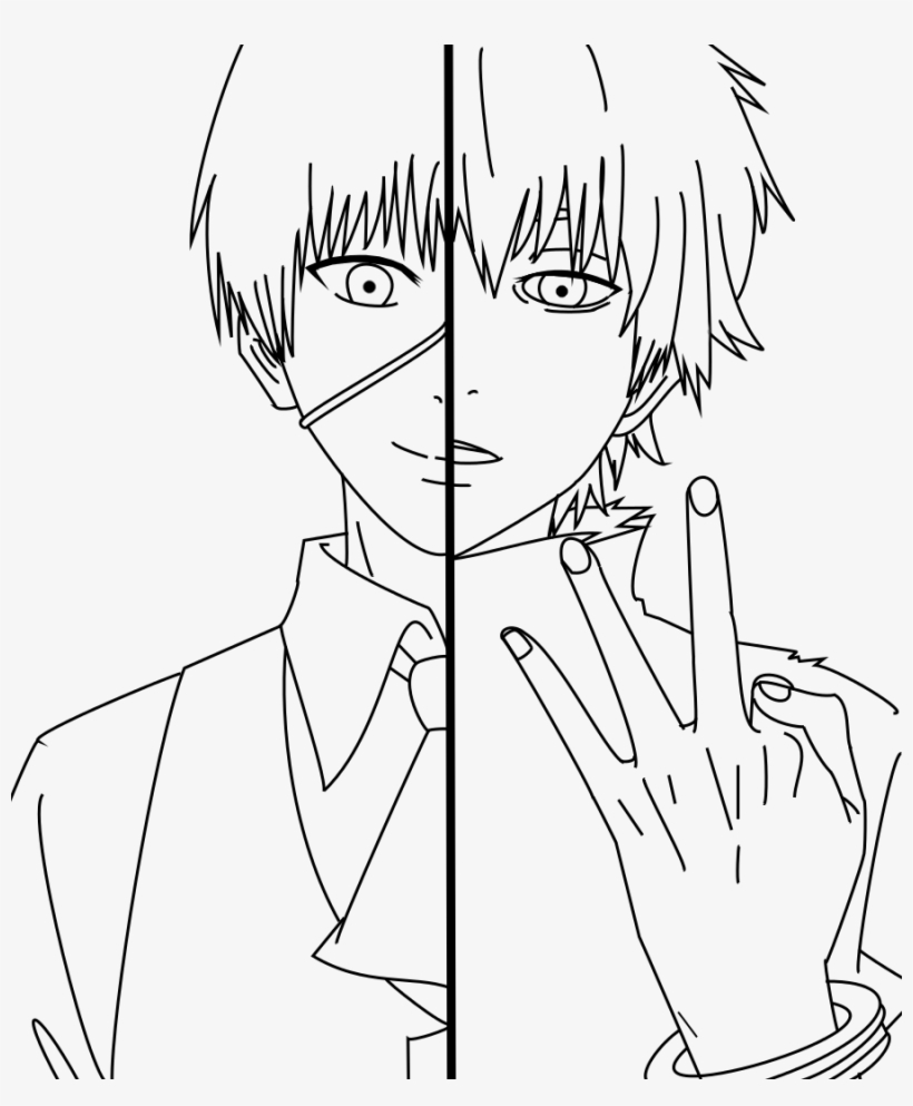 Quick Tokyo Ghoul Coloring Pages Ken Kaneki Lineart Tokyo Ghoul Drawing Easy Free Transparent Png Download Pngkey