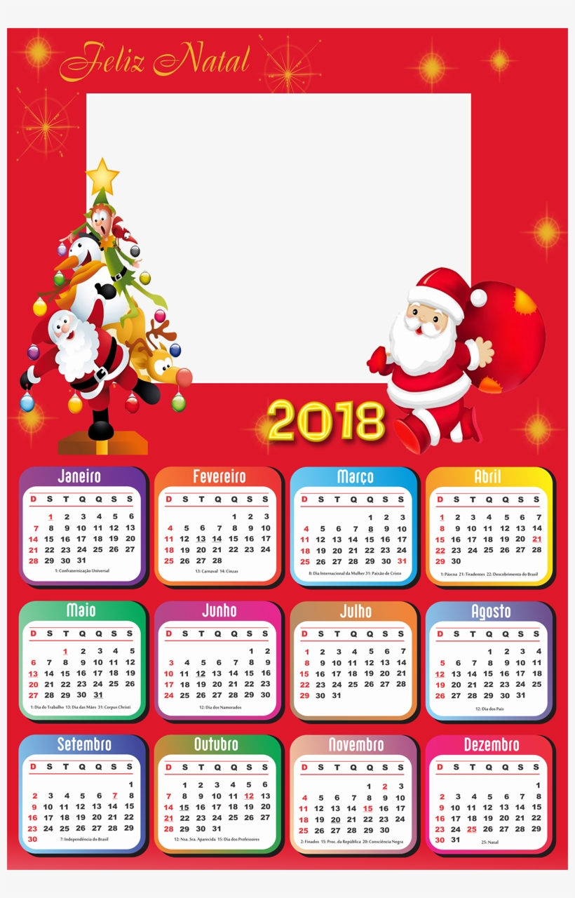Molduras Calendário 2018 Tema De Natal - Crazy Christmas! A Jolly Holiday Songbook Or Program, transparent png #1318868
