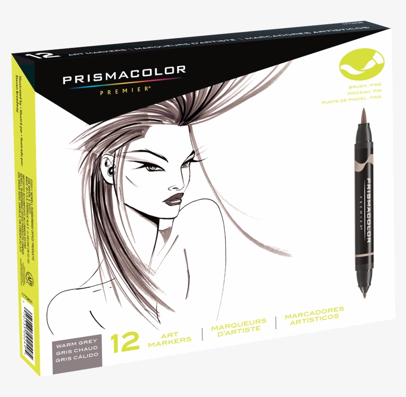 Prismacolor Premier Brush Marker Set Of 12 Warm Gray - Prismacolor Premier Marker Drawings, transparent png #1319012