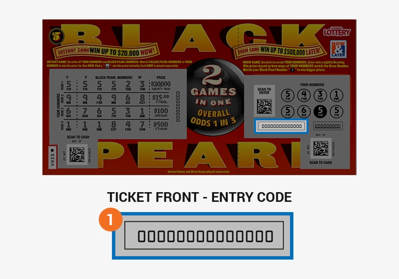 The Barcode Number On The Back Side Of The Draw Game - Black Pearl Winning Ticket, transparent png #1319141
