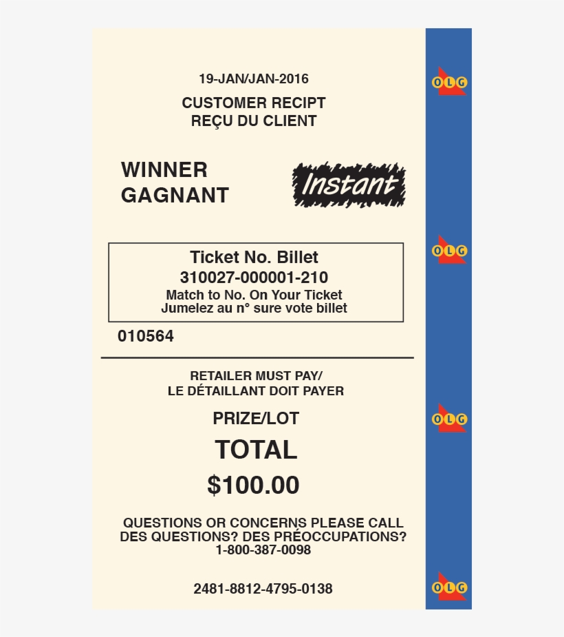 Winning Customer Receipt - Winning Olg Ticket, transparent png #1319269