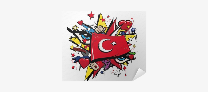 Turkey Flag Graffiti Ottoman Empire Pop Art Illustration - China Flag Graffiti, transparent png #1321120