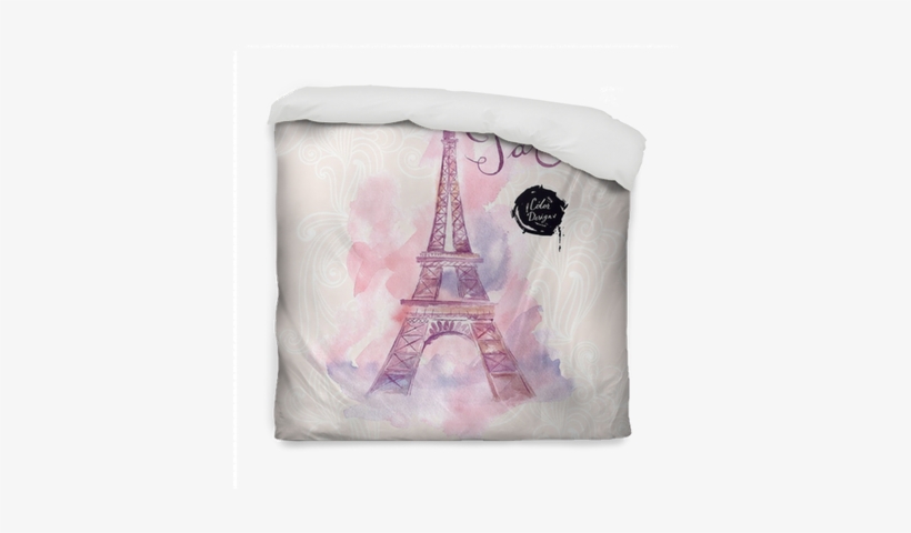 Vector Watercolor Illustration Duvet Cover • Pixers® - Designart 'eiffel Tower In Cloud Of Colours' Painting, transparent png #1322123