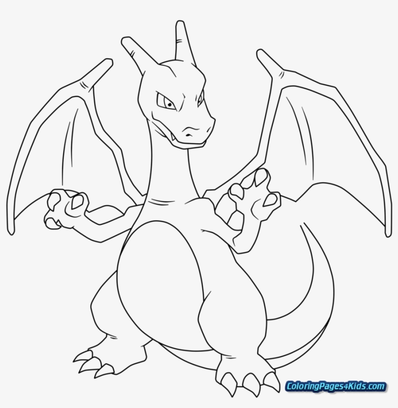 Mega Charizard X Coloring Page - Pokemon Para Colorear Charizard, transparent png #1322350