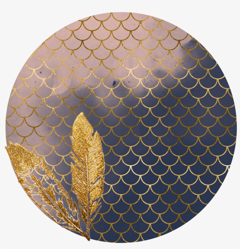 Gold Golden Pattern Template Round Feather - Circle, transparent png #1323110