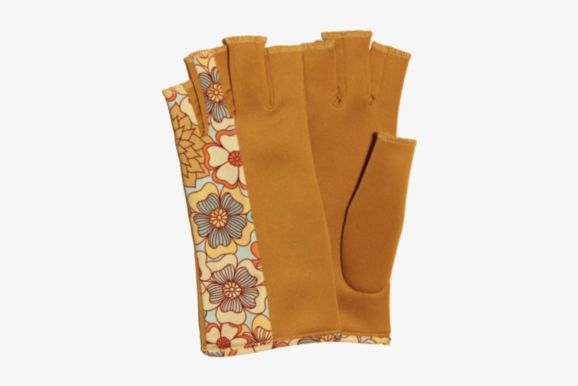 Gold Fingerless Gloves With Flower Pattern - Flowers By Forget Me Not - Customized Wallpaper Patterns, transparent png #1323403