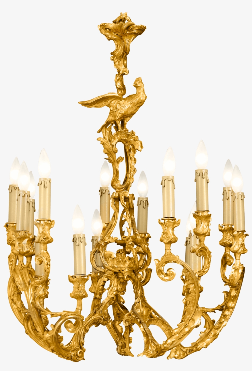 Rococo Revival Bronze Chandelier - Chandelier, transparent png #1324178