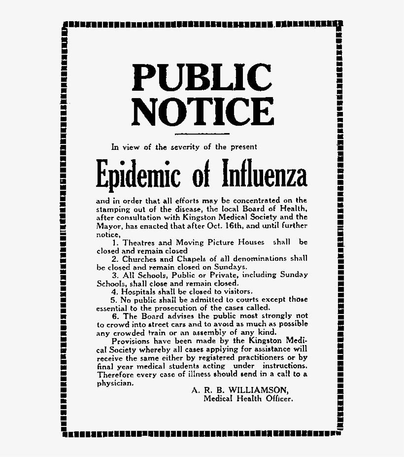 Spanish Flu Notice - Spanish Flu South Africa, transparent png #1325305
