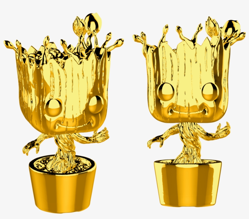 Marvel Studios - Funko Pop Gold Chrome Groot, transparent png #1325509