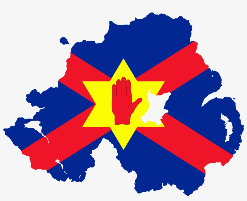 Flag Map Of Northern Ireland - Northern Ireland Map Vector, transparent png #1326325