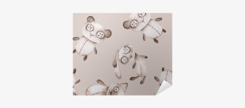 Seamless Pattern With Hand Made Toys - Teddy Bear, transparent png #1328090