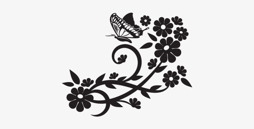 Elegant Floral Wall Decal - Beautiful Flower Clipart Black And White, transparent png #1328562