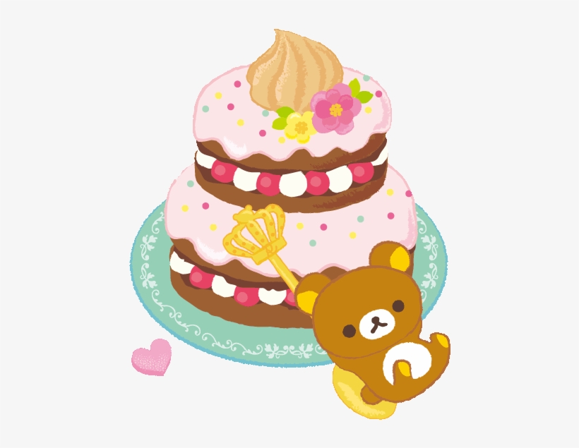 Cute Colorful Rilakkuma Cake Flowers Love Heart Crown - Rilakkuma Sweets, transparent png #1329319