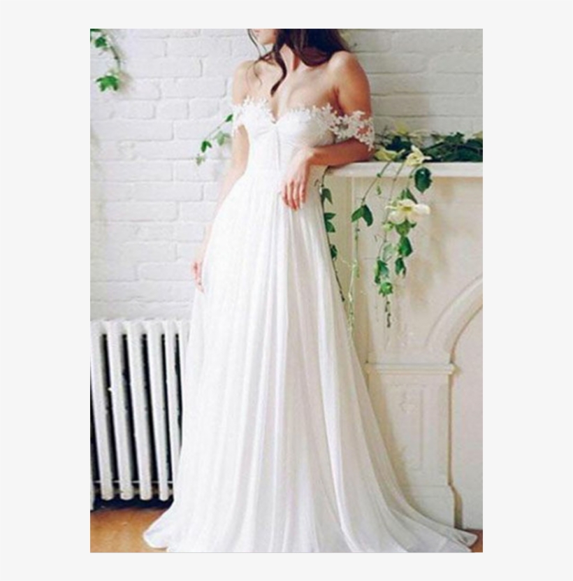 White Lace Wedding Dresses, Wedding Dresses A-line, - Beach Ceremony Flowy Beach Wedding Dresses, transparent png #1330035