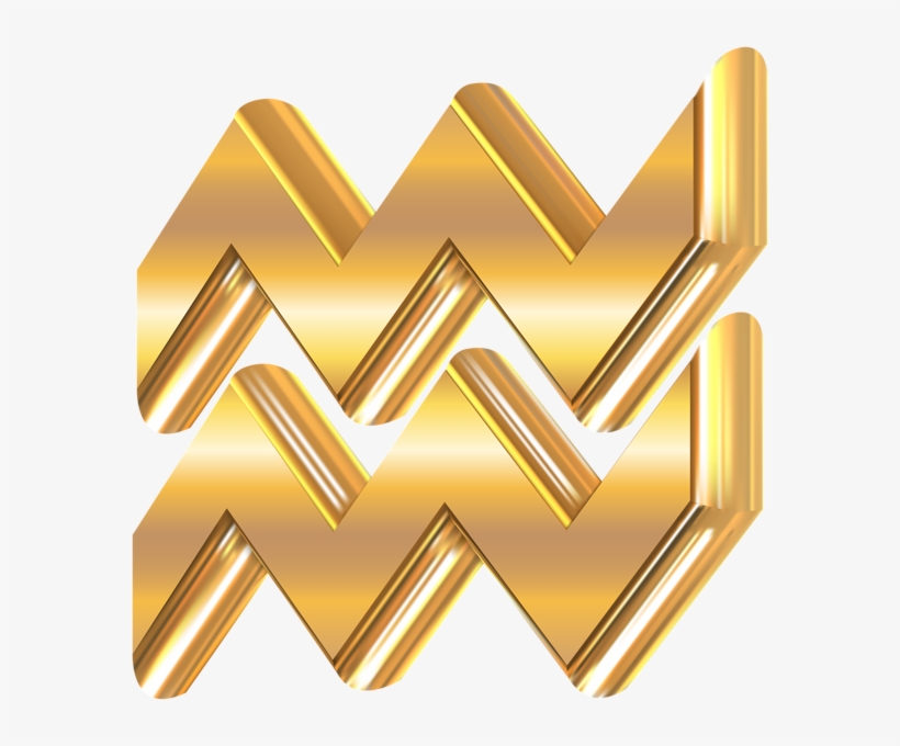 Aquarius 3d Gold Zodiac Sign Png Clip Art Image - Aquarius 3d Png, transparent png #1330063